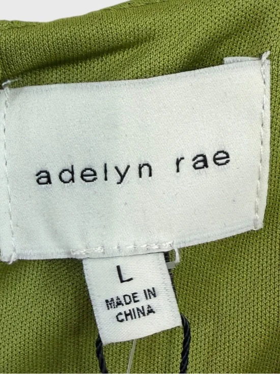 Adelyn Rae NWT Olive Green White Corded Floral Embroidery V Neck Dress Size L - Picture 5 of 8